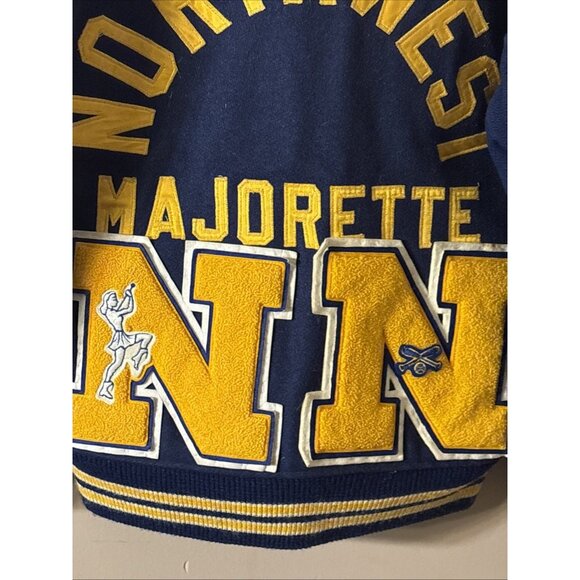 1980 Wms Letterman Varsity Coat Metals Patches Wool Blue Gold Majorette 36 (S/M) - Picture 9 of 12